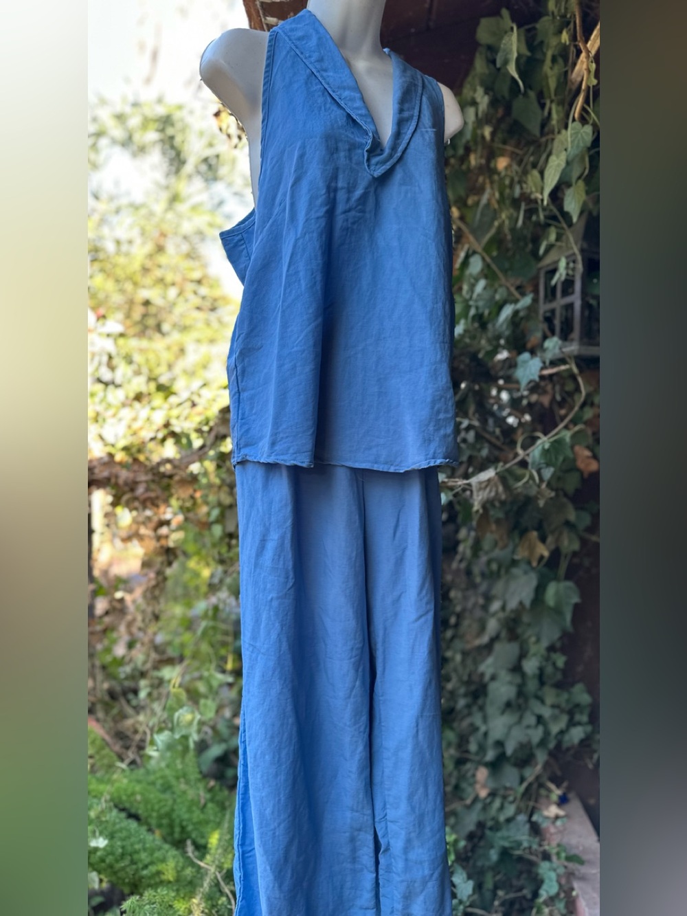 Blue Sleeveless top and Pants Set